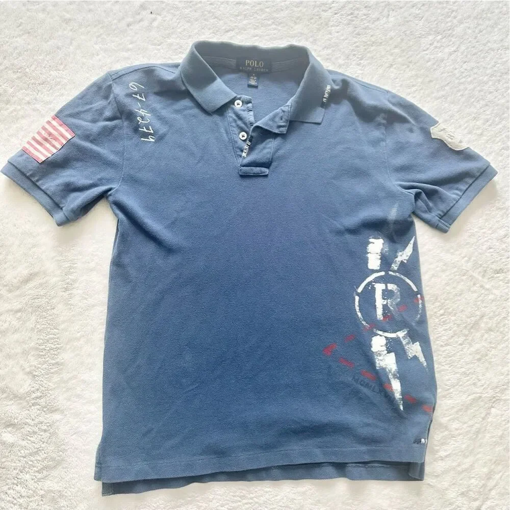 Navy blue Ralph Lauren boys polo T-shirt - Size M (10-12)
